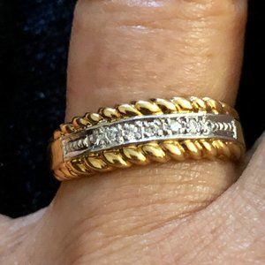 18K Gold & Platinum Genuine Diamond Band Ring
